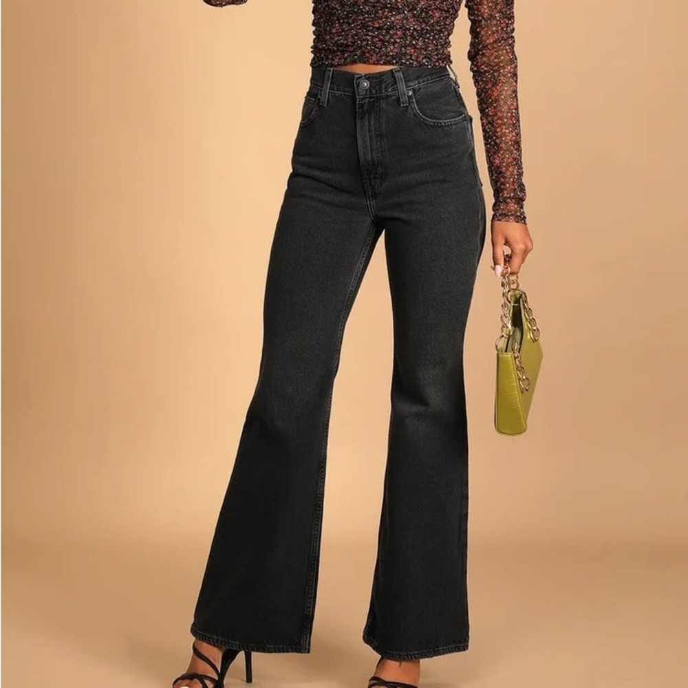 Levi's Black High-Rise Wide-Leg Jeans - Picture 8 of 15